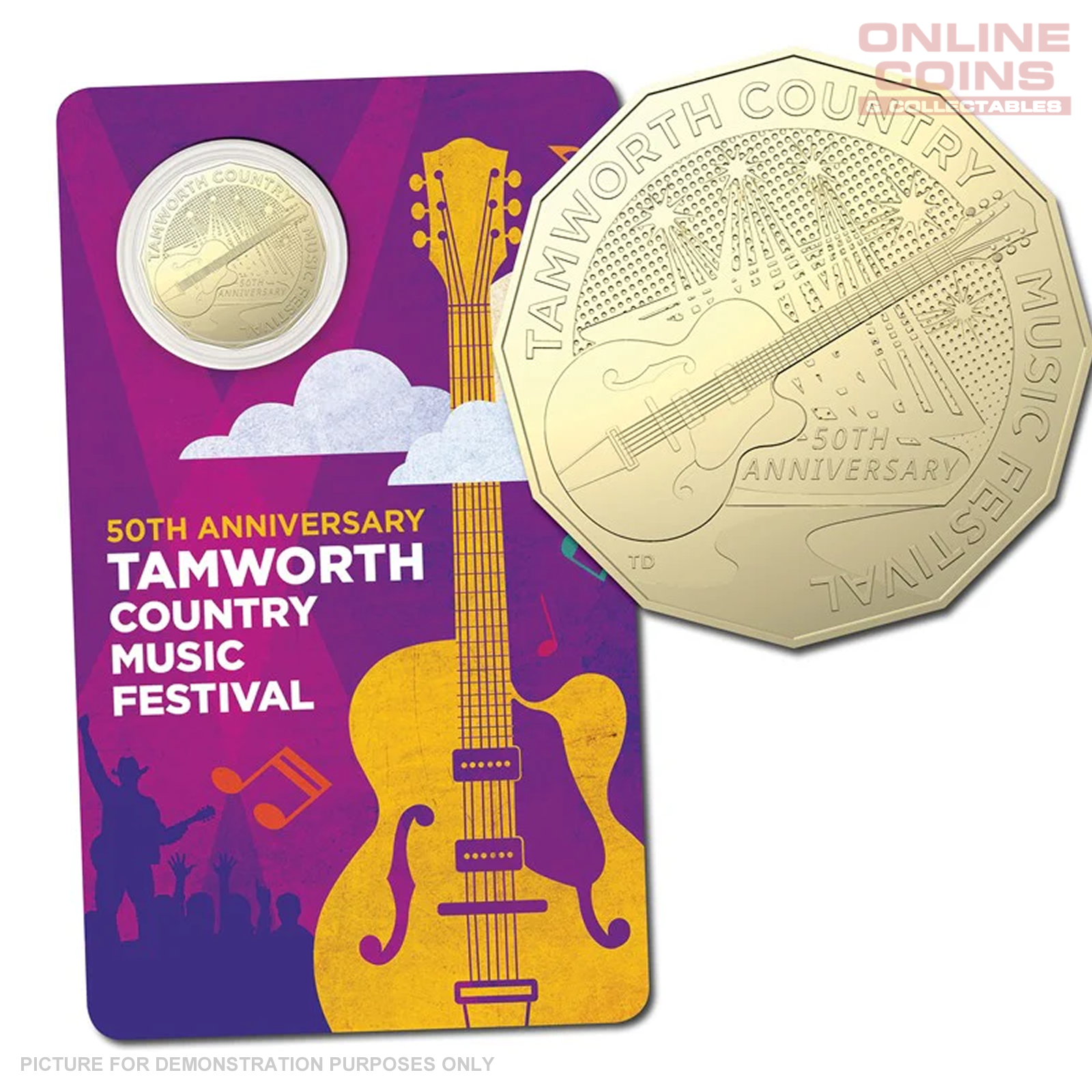 2022 Royal Australian Mint 50c 50th Anniversary Of Tamworth Country Music Festival Coin in Card